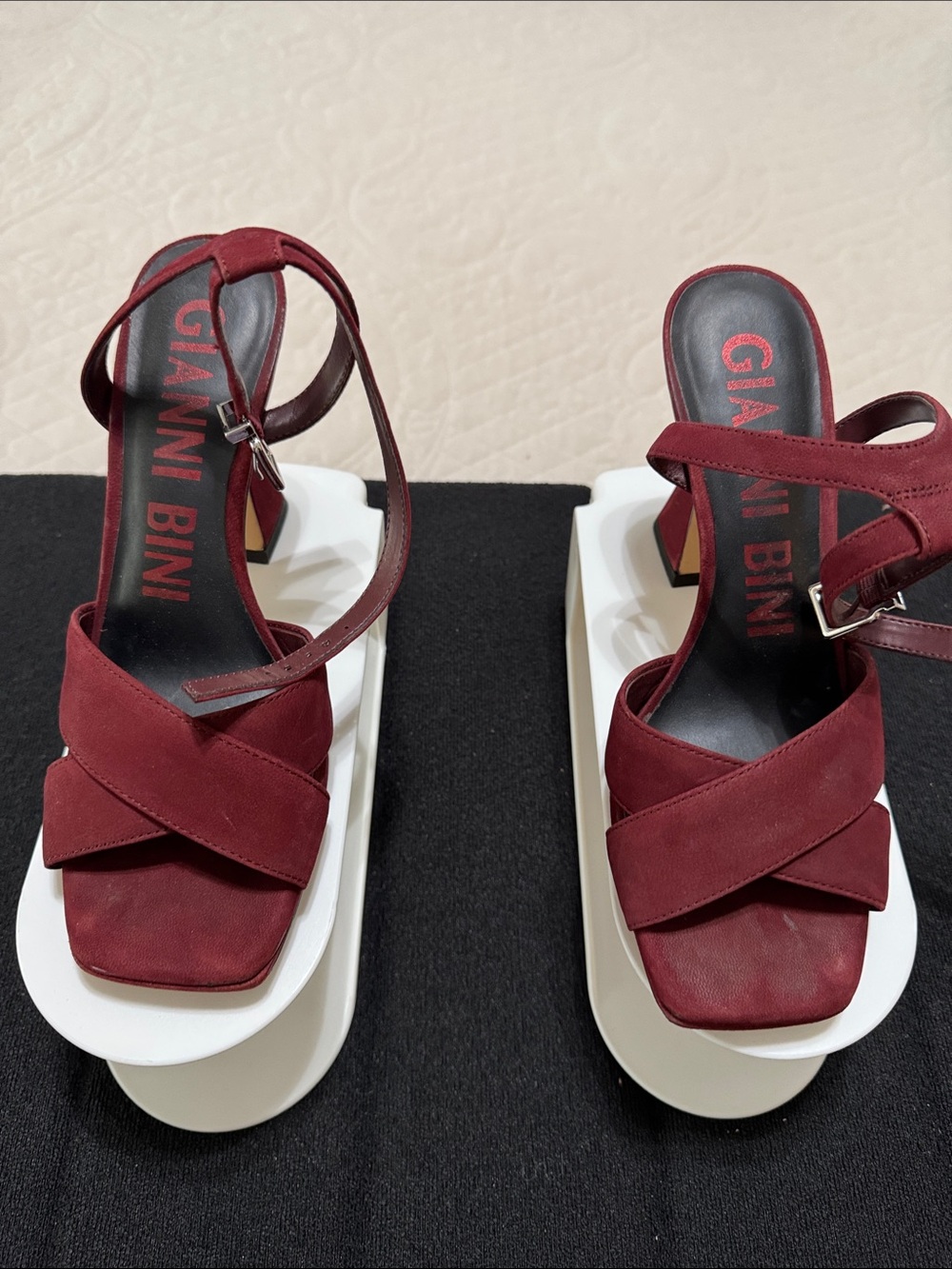 Gianni Bini Wine Red Suede Platform Sandals